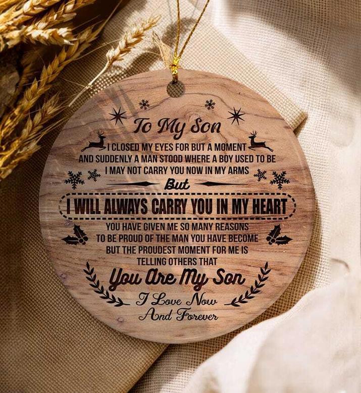 Thoughtful Mother Son Wooden Ornament For Baby's First Christmas 2024 Gift Idea