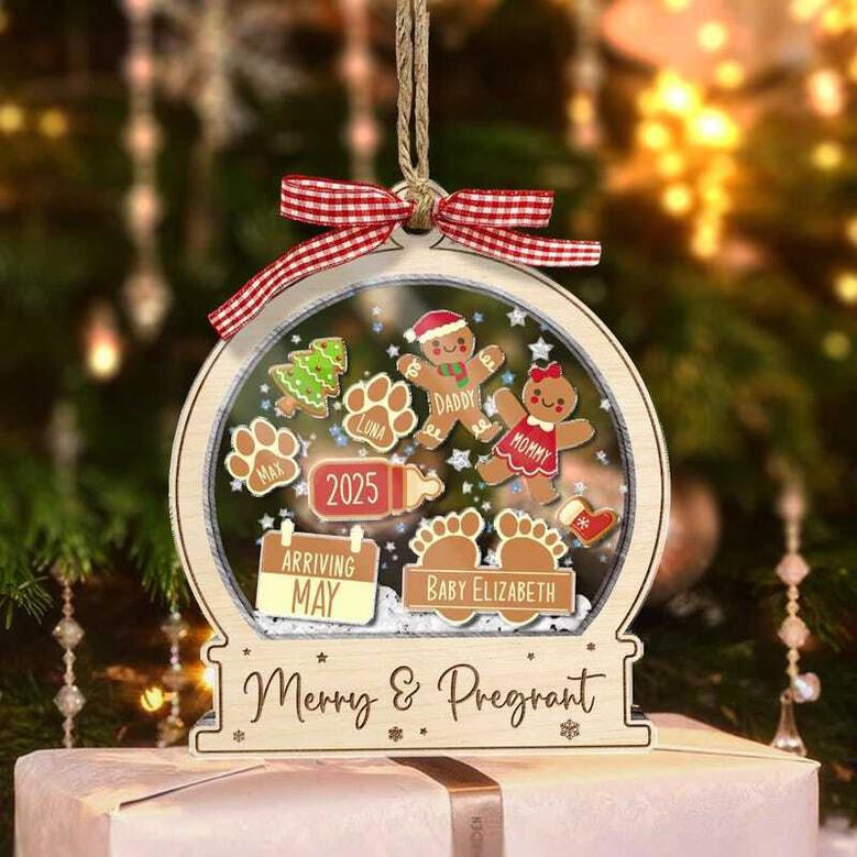 Personalized Baby Announcement Ornament For New Parents - Christmas Theme