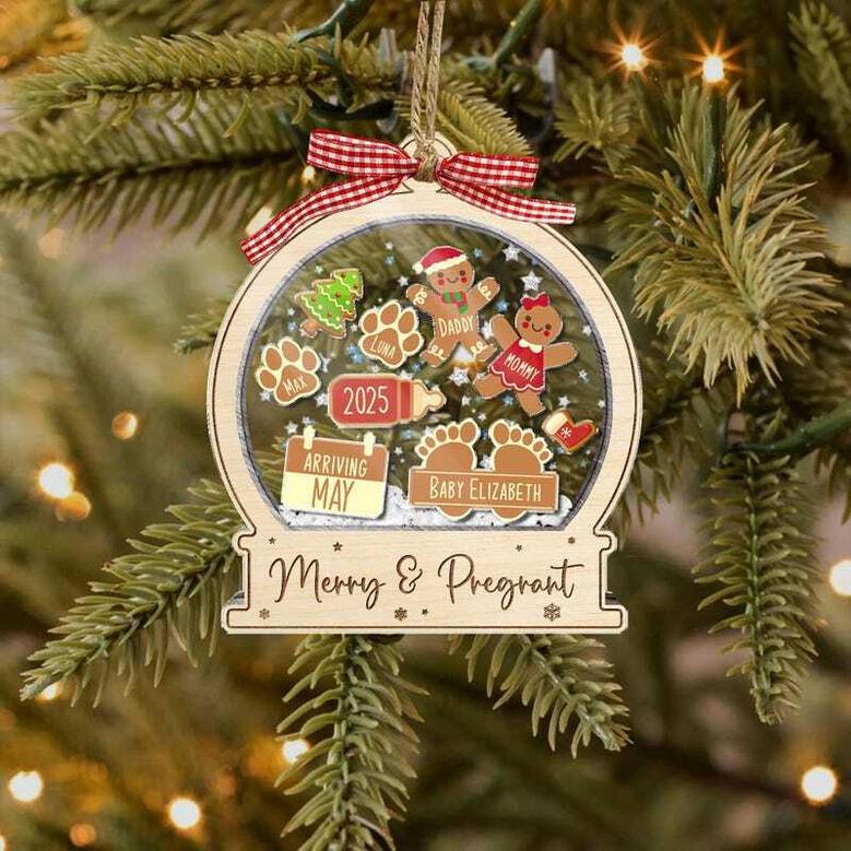 Personalized Baby Announcement Ornament For New Parents - Christmas Theme