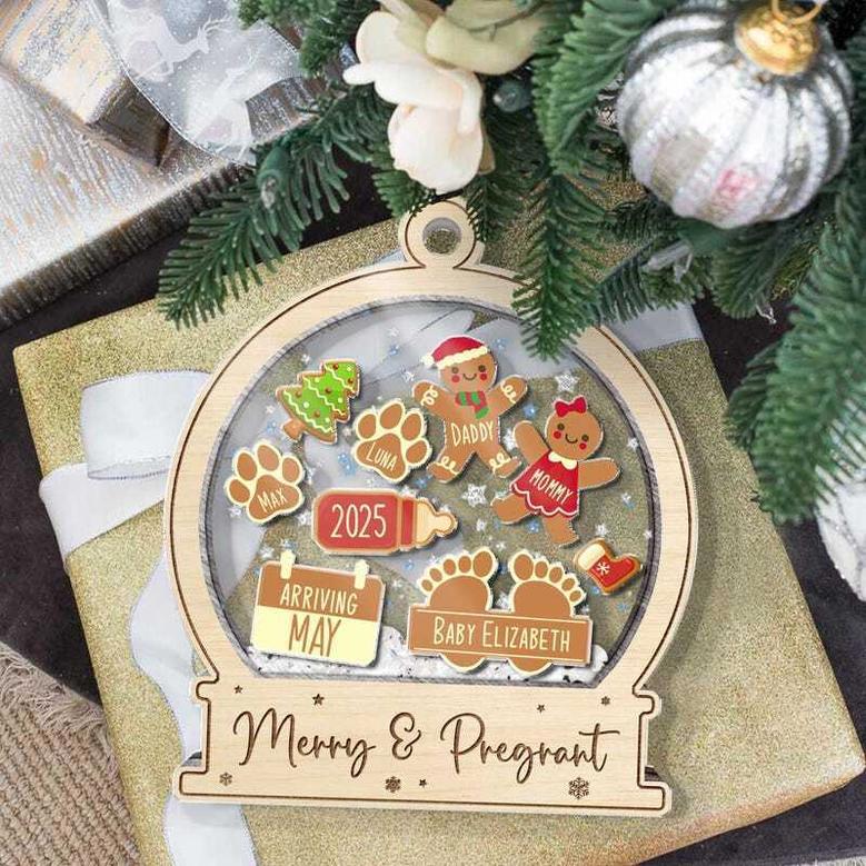 Personalized Baby Announcement Ornament For New Parents - Christmas Theme