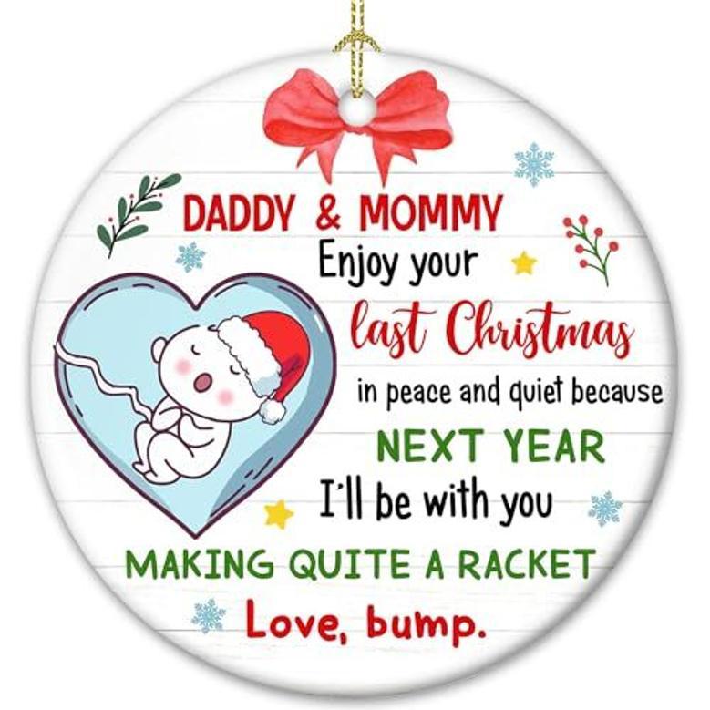 Personalized New Parents Christmas Ornament 2024 For Expecting Moms And Dads - First Christmas Pregnancy Announcement Decor