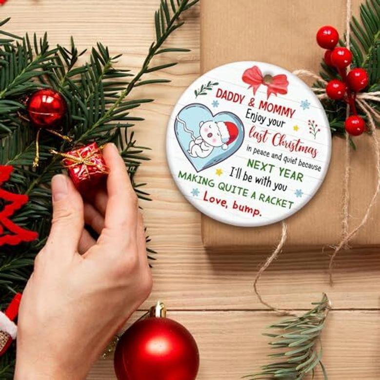 Personalized New Parents Christmas Ornament 2024 For Expecting Moms And Dads - First Christmas Pregnancy Announcement Decor