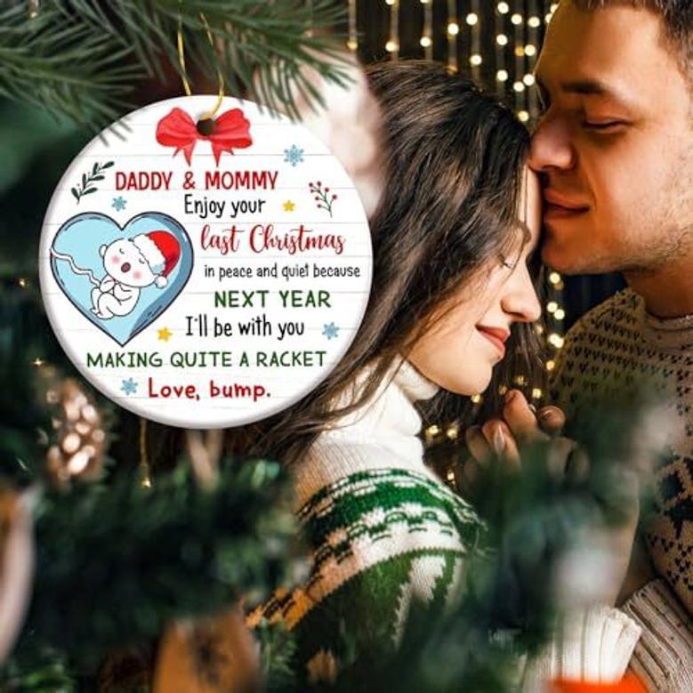 Personalized New Parents Christmas Ornament 2024 For Expecting Moms And Dads - First Christmas Pregnancy Announcement Decor