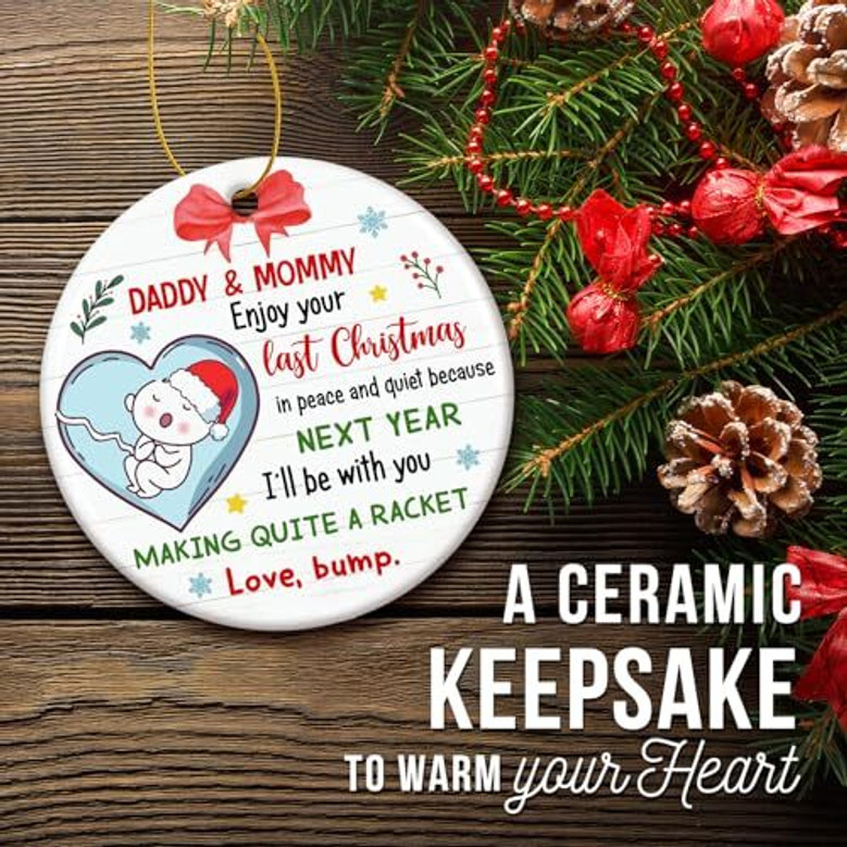 Personalized New Parents Christmas Ornament For Expecting Moms And Dads - First Christmas Pregnancy Announcement Decor