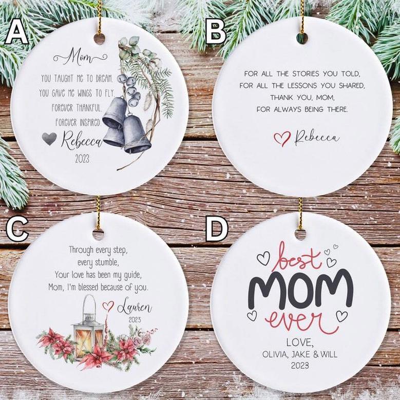 Heartfelt Christmas Ornament For Mom 2024 - Personalized Best Mom Ever Gift From Son