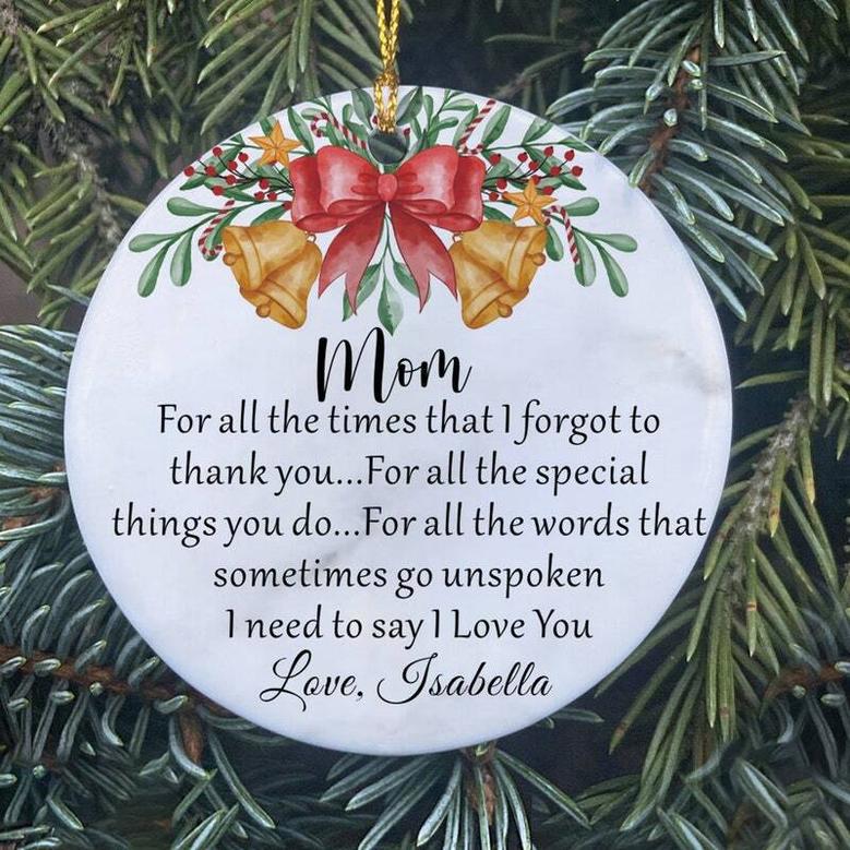 Heartfelt Mother Son Ornament Christmas Gift From Daughter Or Son, Custom Thank You Mom For Holiday Decor