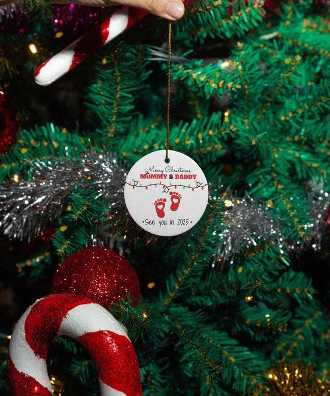 Thoughtful Christmas Ornament For New Parents - Personalized 2025 Design For Expecting Moms And Dads