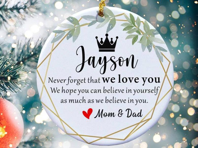 Heartfelt Personalized Son Ornament Gift From Mom And Dad - Christmas Love Keepsake