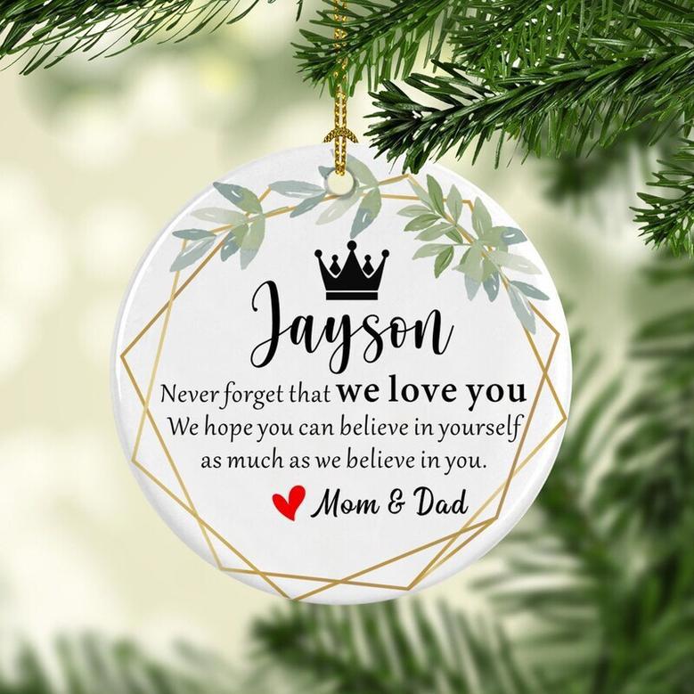 Heartfelt Personalized Son Ornament Gift From Mom And Dad - Christmas Love Keepsake