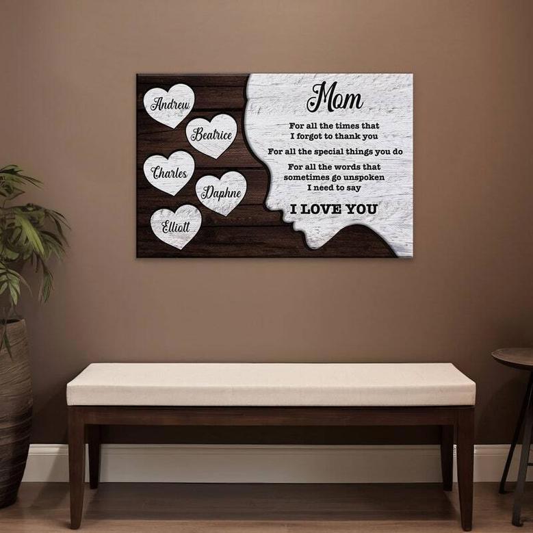 Customized Thank You Mom Canvas - Thoughtful Gift With Children's Names For Living Room DéCor