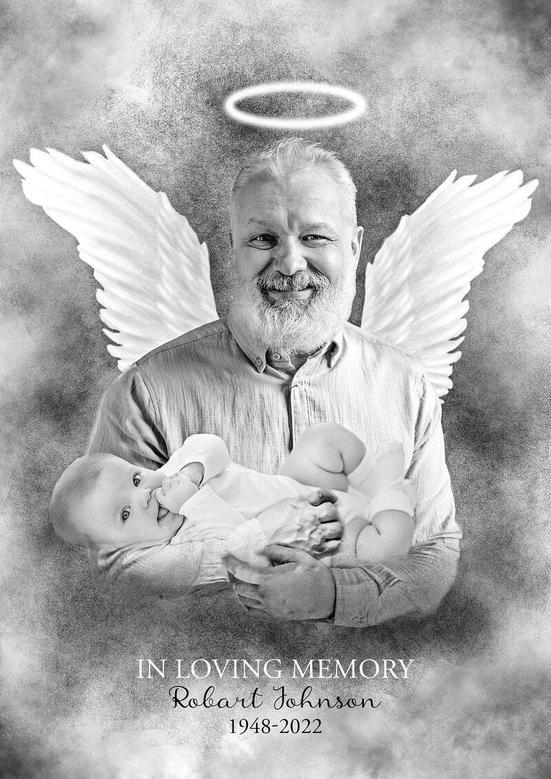 Personalized Memorial Canvas With Angel Wings For Grandfather Loss