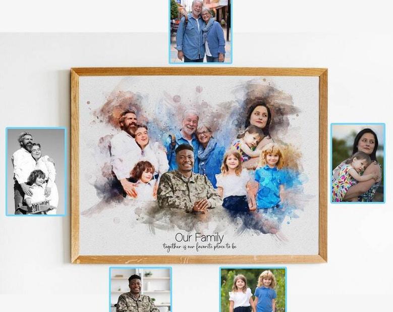 Add Deceased Loved One To Family Portrait Canvas - Personalized Gift For Dad And Mom