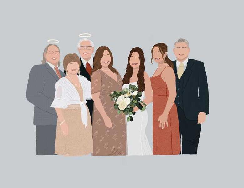 Heartfelt Wedding Canvas - Add Loved One To Photo With Custom Family Portrait For Bride And Parents