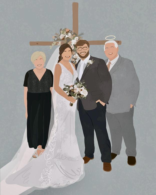 Heartfelt Wedding Canvas - Add Loved One To Photo With Custom Family Portrait For Bride And Parents