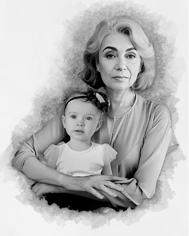 Charcoal Memorial Canvas - Forever Family Portrait for Loss