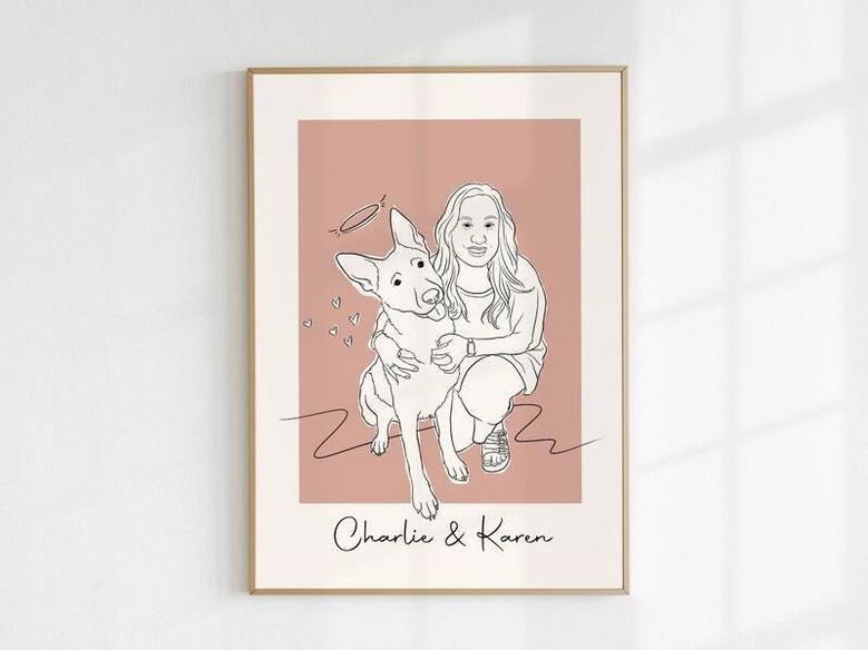 Personalized Line Art Dog Memorial Canvas For Dog Moms - Add Loved One's Photo To Commemorate Loss