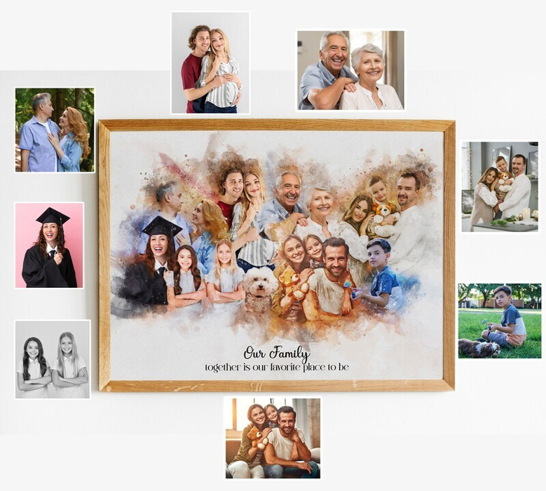 Memorial Family Portrait Canvas - In Loving Memory Gift for Parents