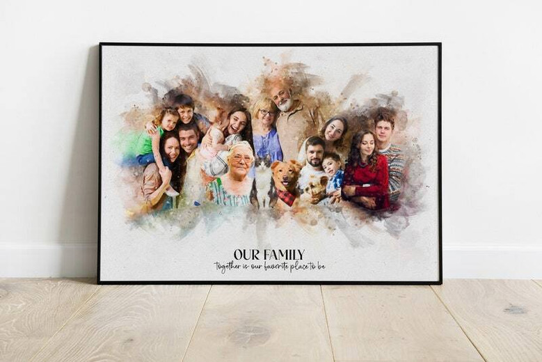 Add Deceased Loved One To Family Portrait Canvas - Personalized Gift For Dad And Mom