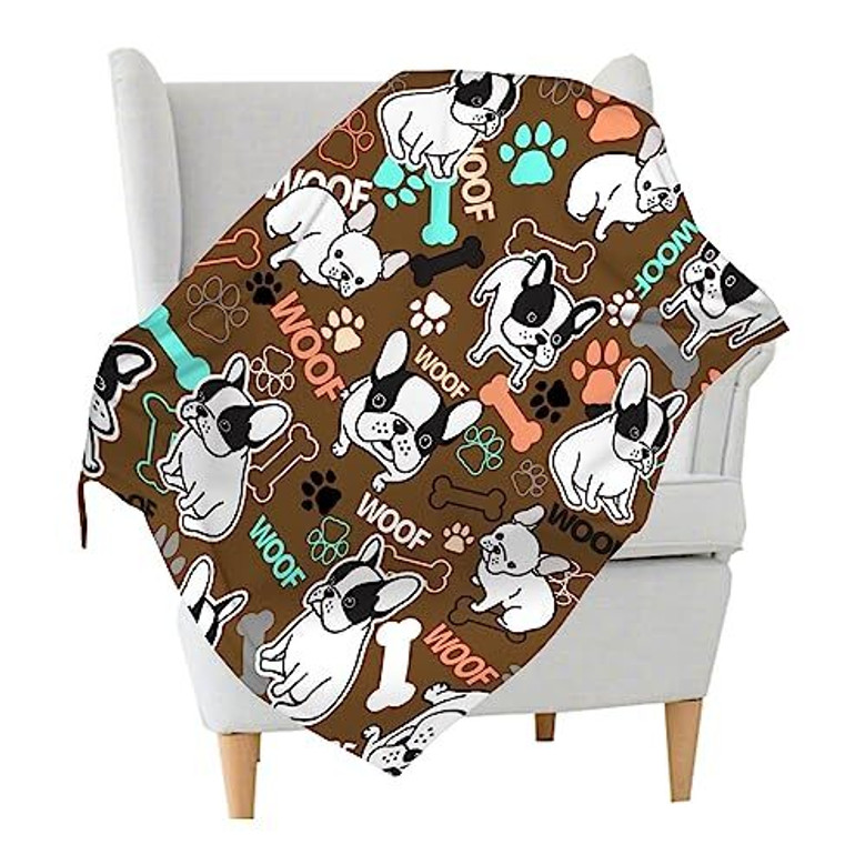 Soft Fleece French Bulldog Throw Blanket For Pet Lovers Kid Boy Girl Cozy And Lightweight For Couch Or Travel