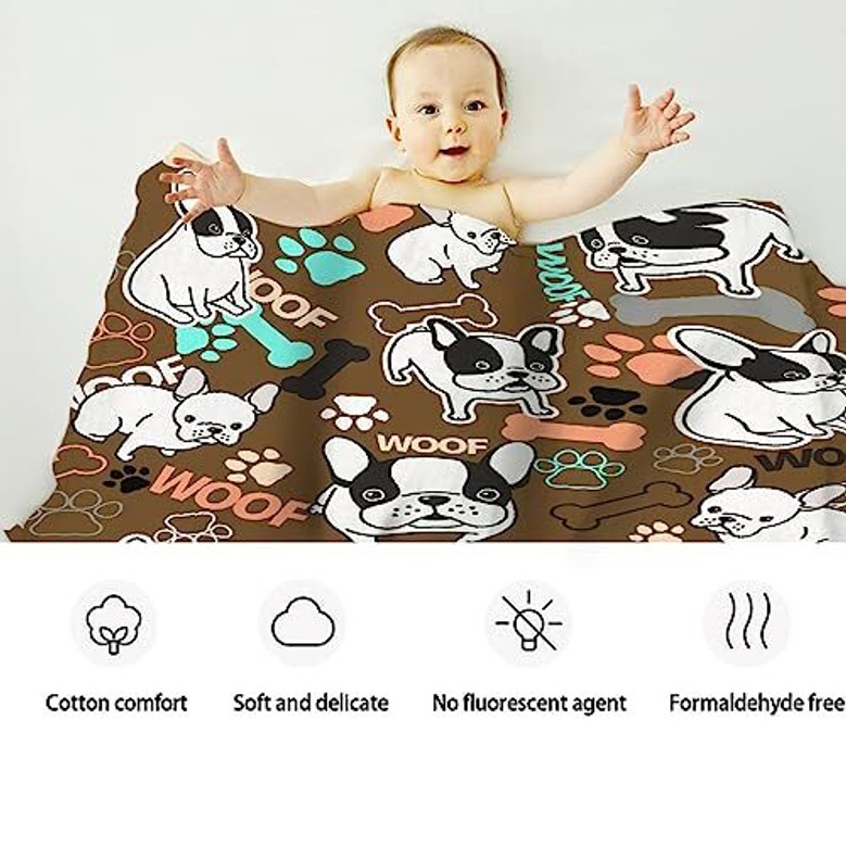 Soft Fleece French Bulldog Throw Blanket For Pet Lovers Kid Boy Girl Cozy And Lightweight For Couch Or Travel