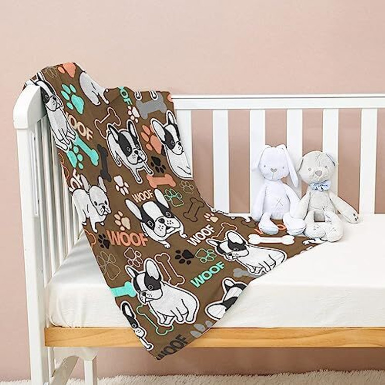 Soft Fleece French Bulldog Throw Blanket For Pet Lovers Kid Boy Girl Cozy And Lightweight For Couch Or Travel
