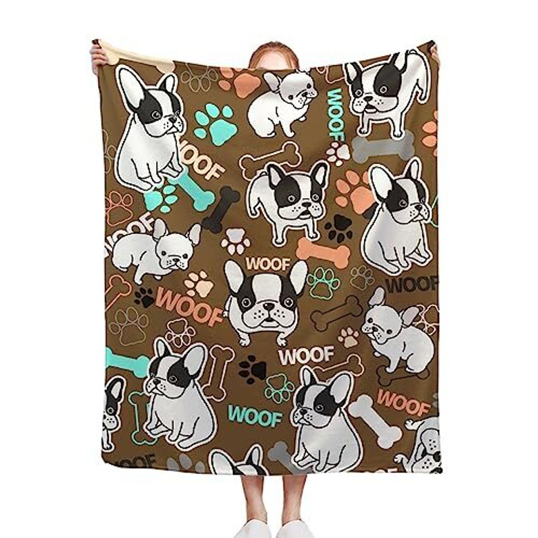 Soft Fleece French Bulldog Throw Blanket For Pet Lovers Kid Boy Girl Cozy And Lightweight For Couch Or Travel
