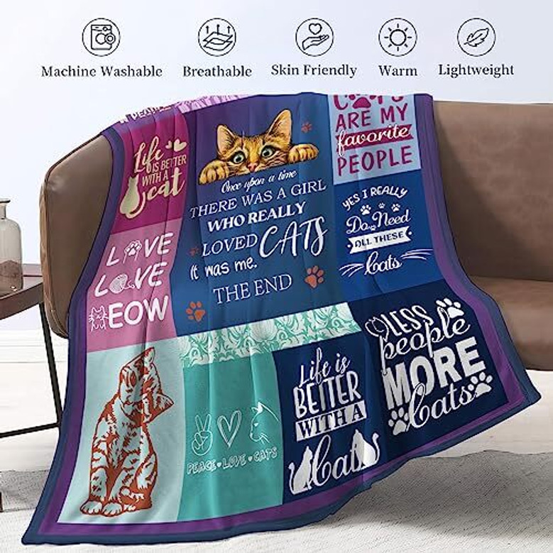 Personalized Funny Cat Throw Blanket 80\