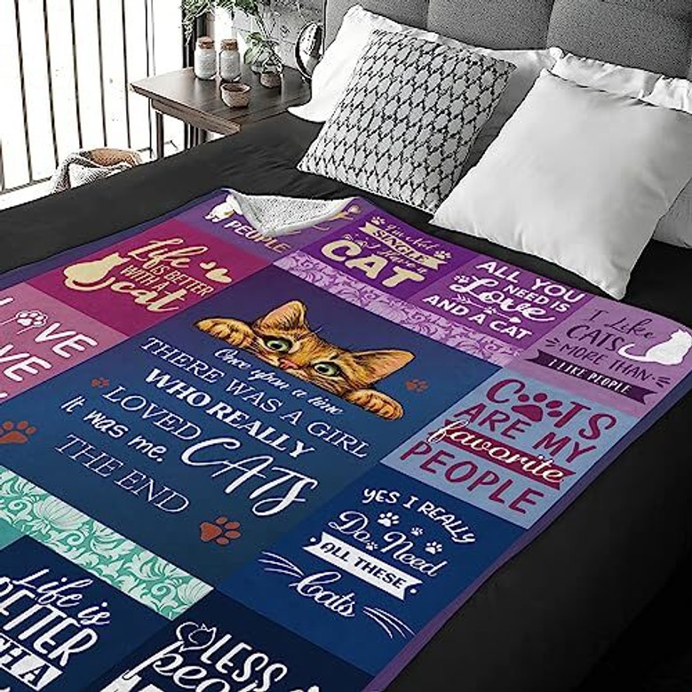 Personalized Funny Cat Throw Blanket 80\