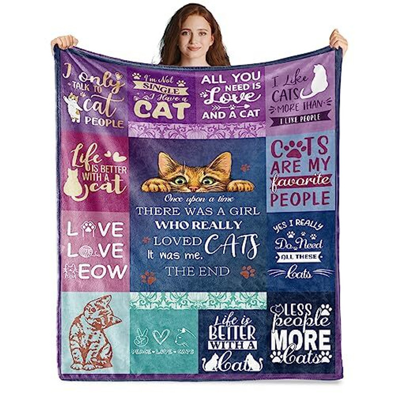 Personalized Funny Cat Throw Blanket 80\