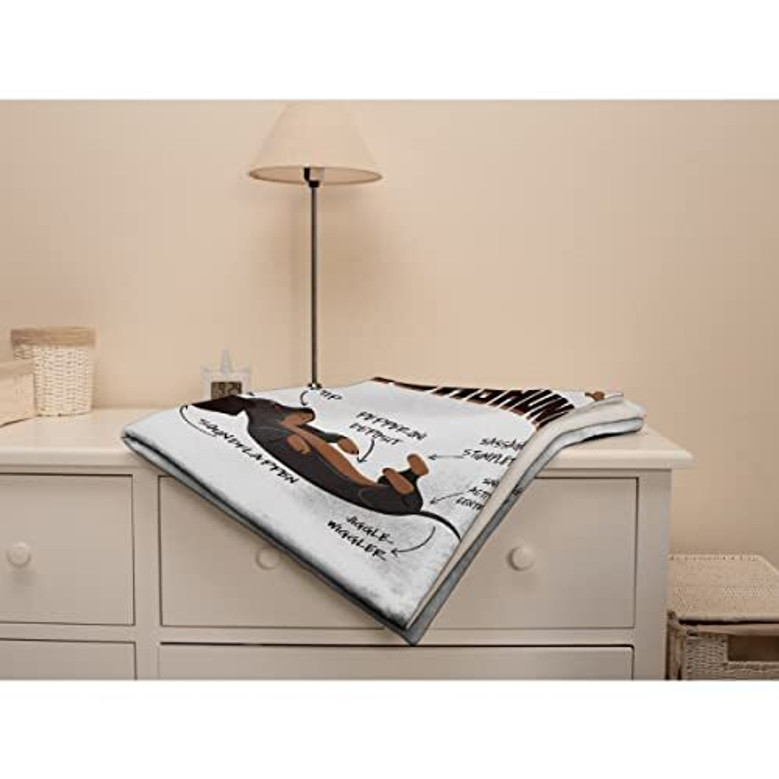 Personalized Dachshund Fleece Blanket For Kids - Soft Funny Dog Throw For Bed And Sofa