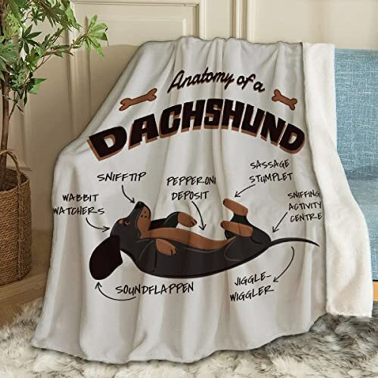 Personalized Dachshund Fleece Blanket For Kids - Soft Funny Dog Throw For Bed And Sofa