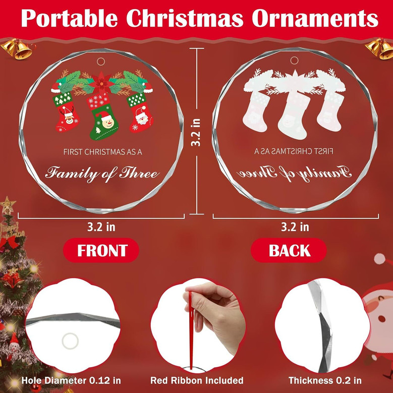 Baby's First Christmas Glass Ornament For New Parents 2024 - New Mom And Dad Family Tree DéCor