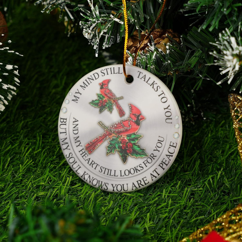 Personalized Cardinal Ornament For Loss - Memorial Ceramic Christmas Gift For Loved Ones