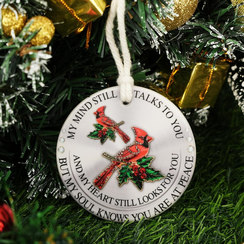 Personalized Cardinal Ornament For Loss - Memorial Ceramic Christmas Gift For Loved Ones