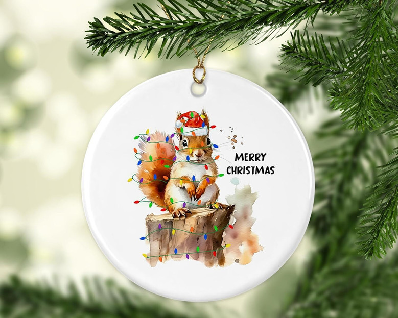 Personalized Ceramic Squirrel Christmas Ornament For Pet Lovers