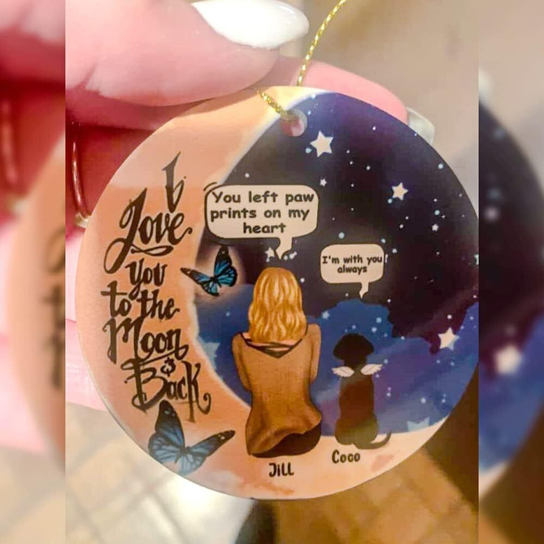 Personalized Dog Mom Ornament With 'I Love You To The Moon And Back' Quote 2023 - Memorial Christmas Gift For Dog Owners