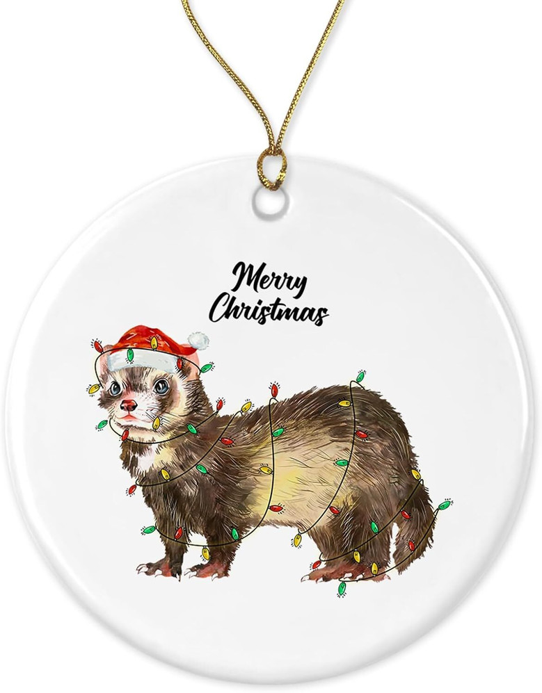 Personalized Ferret Christmas Ornament For Pet Lovers - Ceramic Keepsake For Holiday Tree Decor