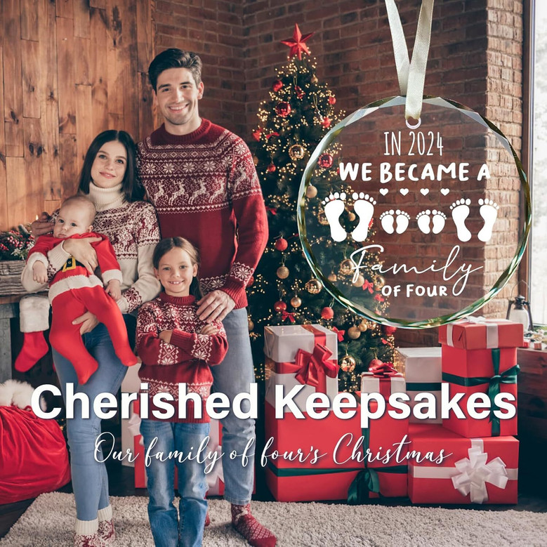 Heartfelt 2024 Family Christmas Ornament For New Moms And Dads – Personalized Glass Decoration For Holiday Cheer