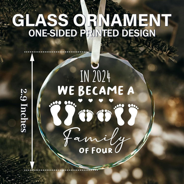 Heartfelt 2024 Family Christmas Ornament For New Moms And Dads – Personalized Glass Decoration For Holiday Cheer