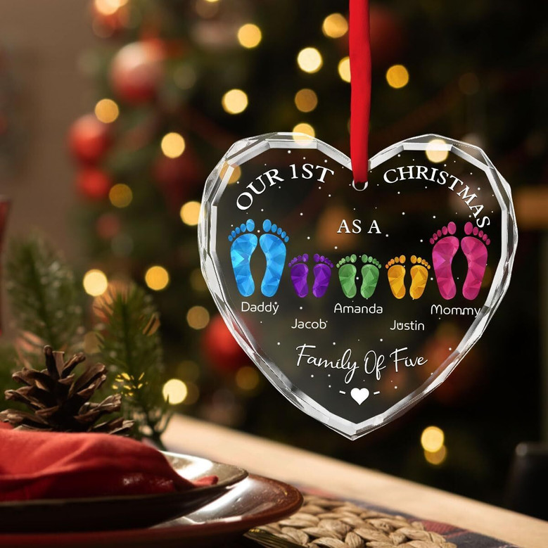 Celebrate Your 1st Christmas Together Personalized Family Ornament - Custom For 3 People & Pets