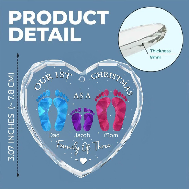 Celebrate Your 1st Christmas Together Personalized Family Ornament - Custom For 3 People & Pets