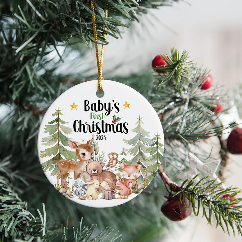 2024 Woodland Baby's First Christmas Ornament For Girls And Boys – Keepsake Newborn Decoration For Xmas Tree