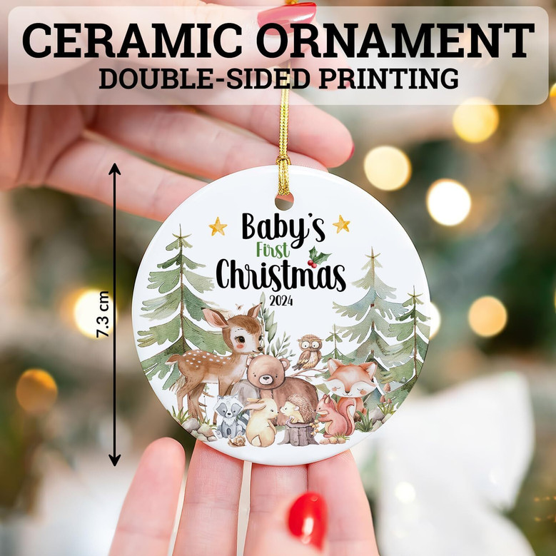 2024 Woodland Baby's First Christmas Ornament For Girls And Boys – Keepsake Newborn Decoration For Xmas Tree