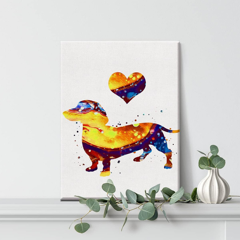 Dachshund Watercolor Canvas Art – Framed Wall Decor For Dog Lovers
