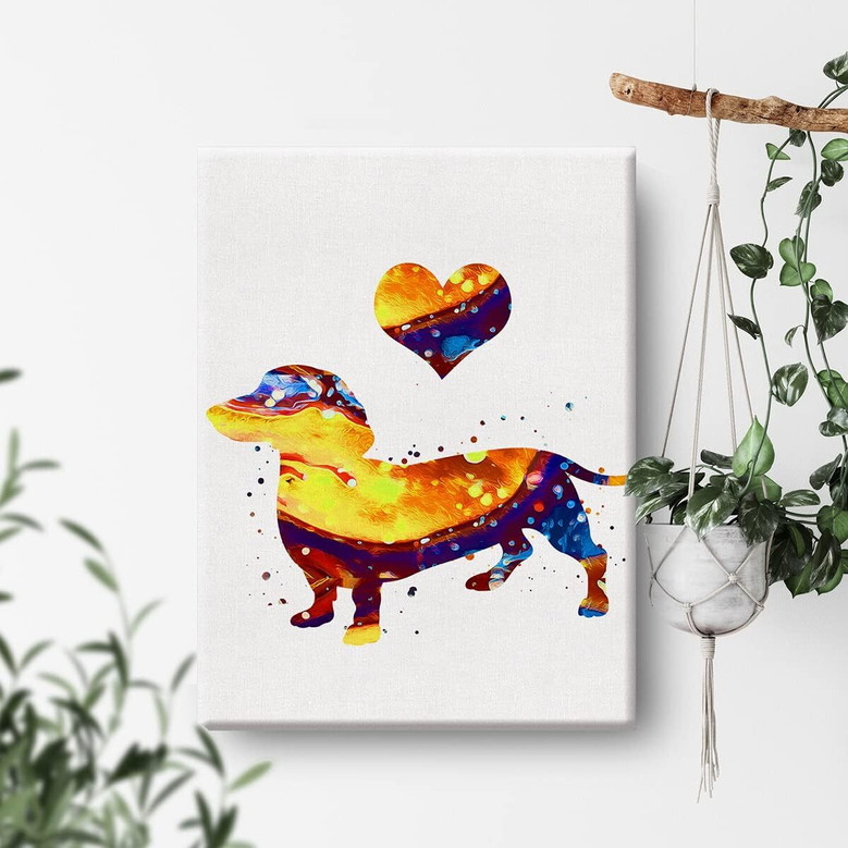 Dachshund Watercolor Canvas Art – Framed Wall Decor For Dog Lovers