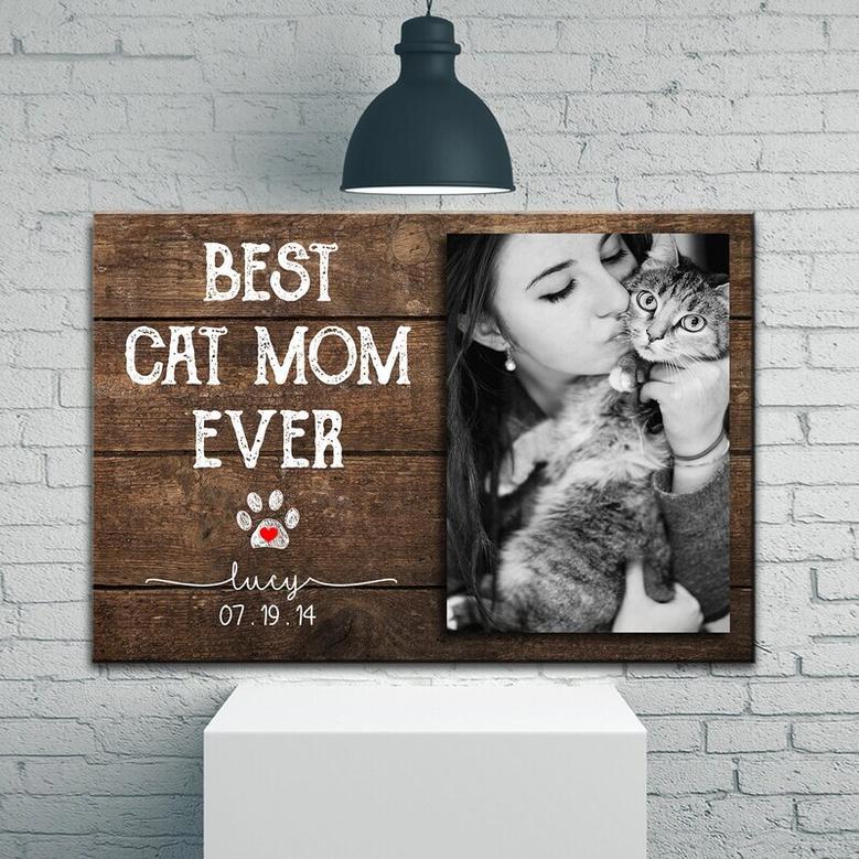 Custom Cat Mom Canvas For Mother's Day - Personalized Photo Frame Wall Art