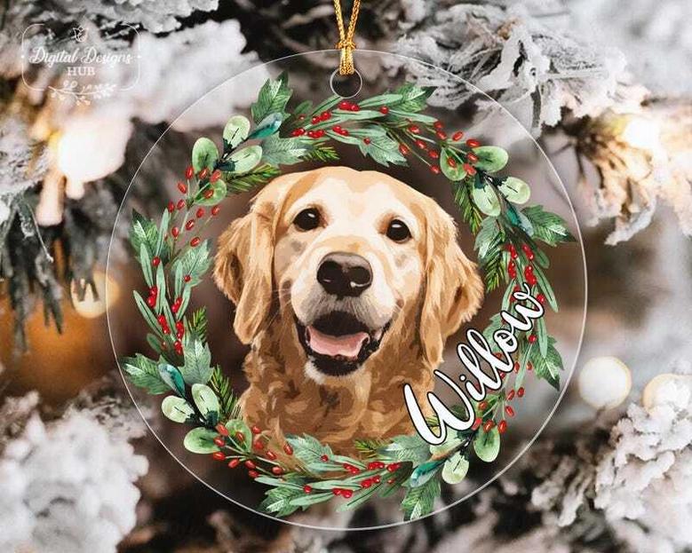 Personalized Golden Retriever Dog Wall Art Ornament For Christmas