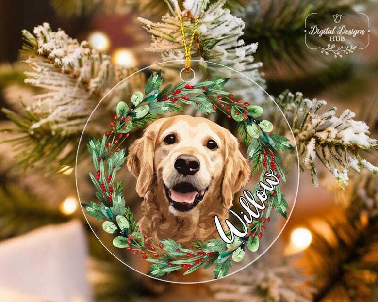 Personalized Golden Retriever Dog Wall Art Ornament For Christmas