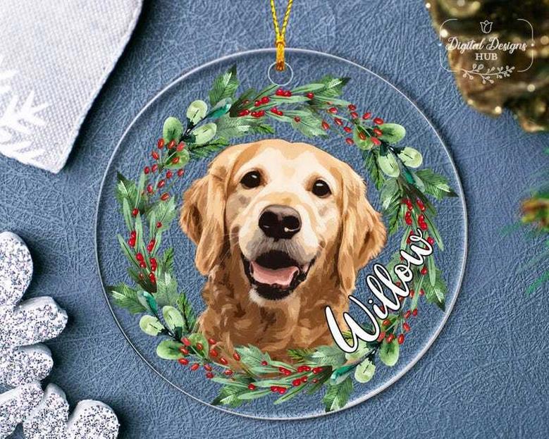 Personalized Golden Retriever Dog Wall Art Ornament For Christmas