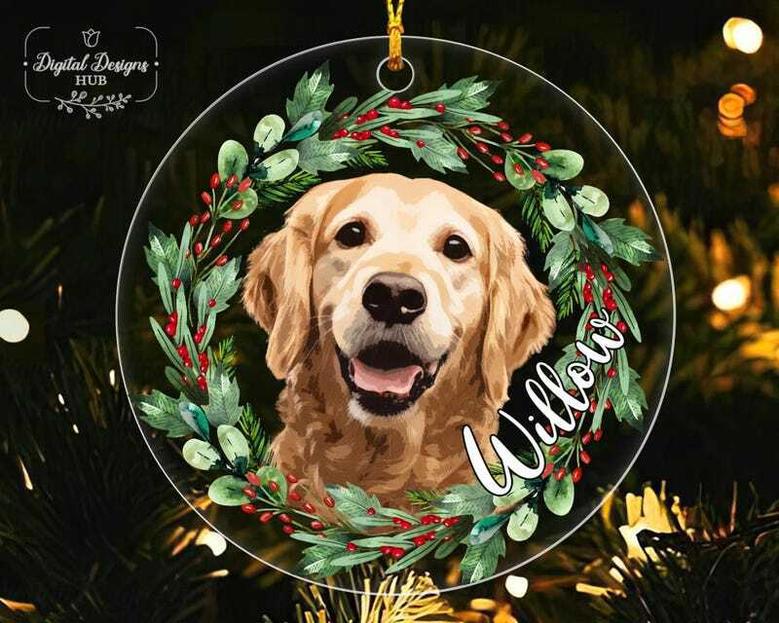 Personalized Golden Retriever Dog Wall Art Ornament For Christmas